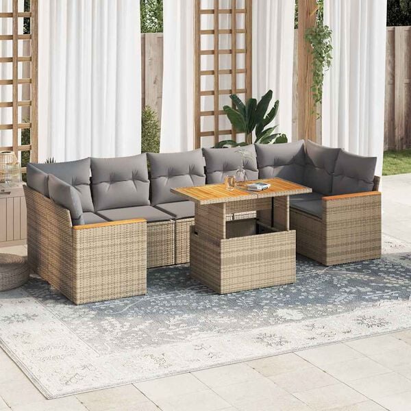 vidaXL Garden Sofa Set Beige