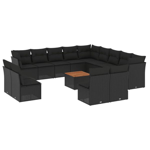 vidaXL Garden Sofa Set Black PE Rattan Extra Large Modular