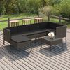 vidaXL Garden Lounge Set Grey PE rattan, powder-coated steel, polyester