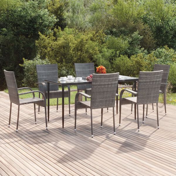 vidaXL Garden Dining Set Grey, Black