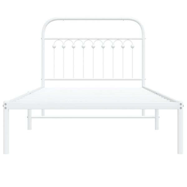vidaXL Bed Frame White Steel 39.4 x 78.7 in Bed Frame Rectangular