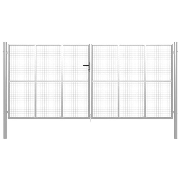 vidaXL Garden Gate Galvanised Steel 157.5x68.9" Silver