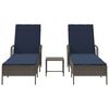 vidaXL Sun lounger Reclining 2 pcs Gray 35 x 35 x 32cm poly rattan