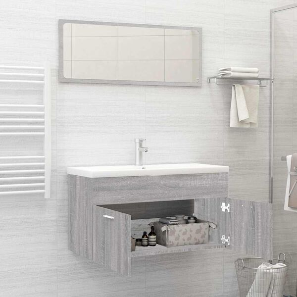 vidaXL Bathroom Furniture Set Grey Sonoma Engineered Wood Standard