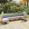vidaXL Garden Lounge Set Grey Solid Pinewood, Polyester Medium