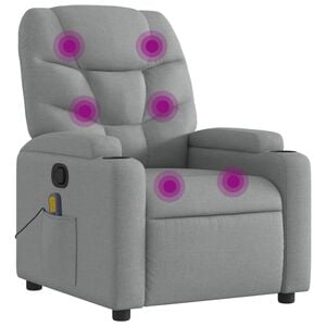 vidaXL Massage Recliner Chair Light Grey Polyester, Metal, Plywood