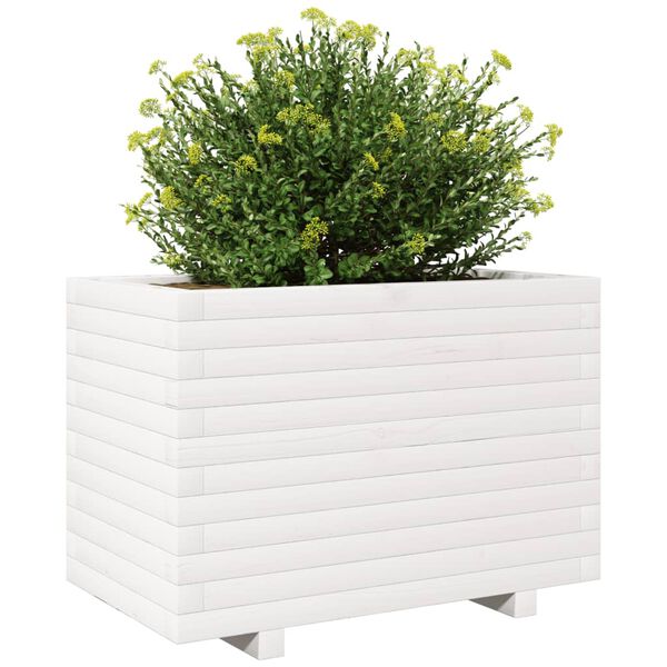 vidaXL Garden Planter White Solid Pine Wood Medium Garden Planter