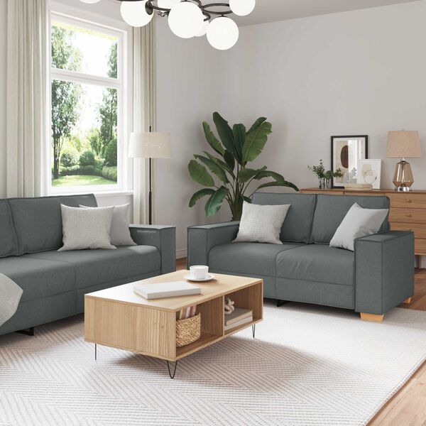 vidaXL Sofa 3 pcs Dark Grey 86.61 x 31.50 x 33.07 in