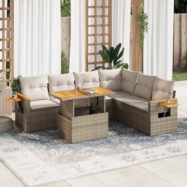 vidaXL Garden Sofa Set Beige, Cream White