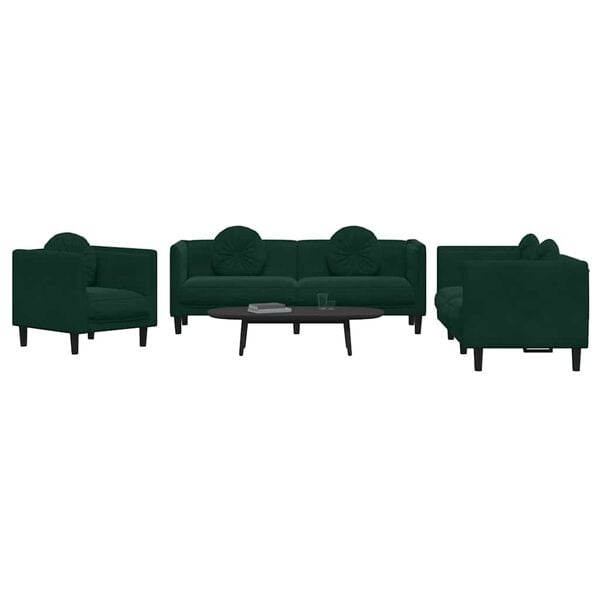 vidaXL Sofa Set Dark Green Velvet (100% polyester) Includes 3 pieces