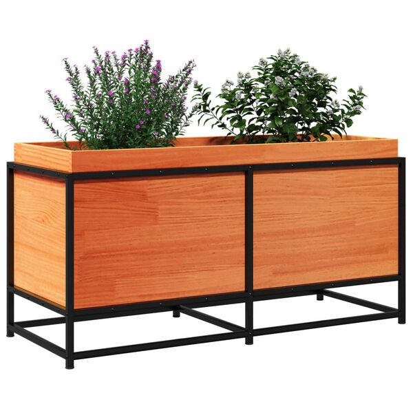 vidaXL Garden Planter Wax Brown Solid Pine Wood, Steel