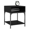 vidaXL Bedside Table Black Engineered wood, Iron Adjustable Feet