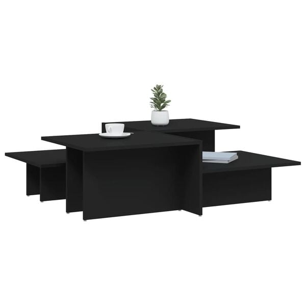 vidaXL Coffee Table Set of 2 Black Engineered wood Standard Durable