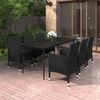 vidaXL Garden Dining Set Black PE rattan, steel, glass 7 Piece