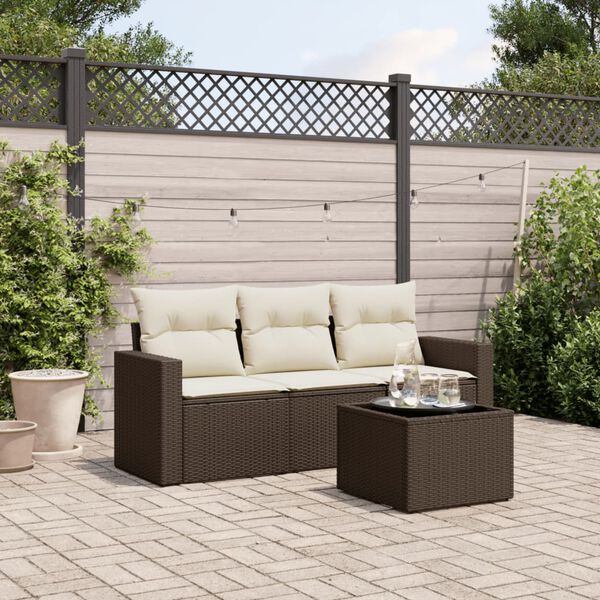 vidaXL Garden Sofa Set Brown PE rattan Standard Modular