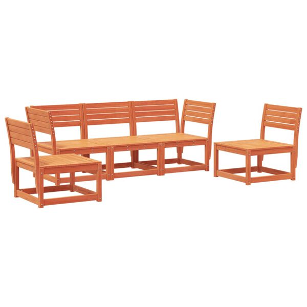 vidaXL Garden Sofa Set Wax brown Solid pine wood Large Modular