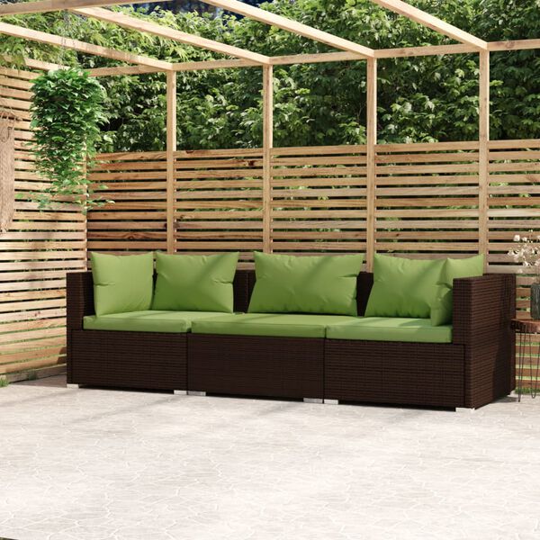 vidaXL 3-seater Sofa Brown, Green