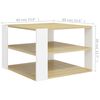 vidaXL Coffee Table Sonoma Oak and White Engineered Wood Square Modern