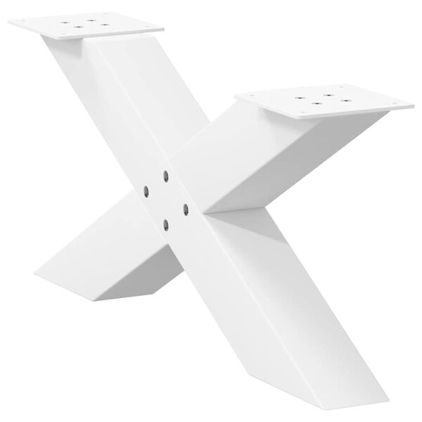 vidaXL Coffee Table Leg Set of 2 White Powder-coated steel Medium