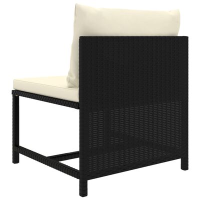 vidaXL Sectional Middle Sofa with Cushions Black Poly Rattan