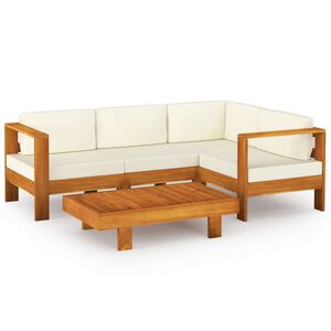 vidaXL Wooden Lounge Set Cream White Solid Acacia wood Large Modular