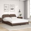 vidaXL Bed Frame Brown Faux leather, metal, solid pine wood, plywood