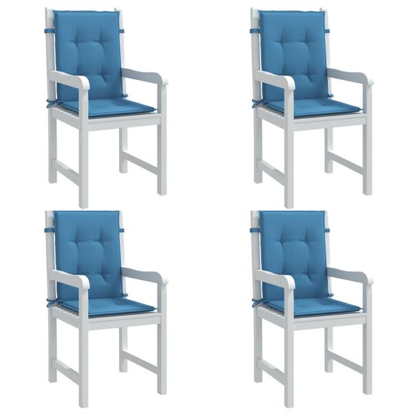 vidaXL Lowback Chair Cushion Set of 4 Melange Blue 100% Polyester