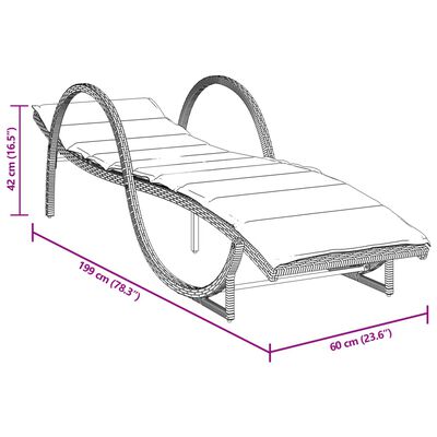 Dimensions diagram of chaise lounge: 199 cm (length) by 60 cm (width) and 42 cm height.