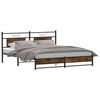 vidaXL Bed Frame Smoked Oak Steel, Engineered Wood Super King Bed Frame