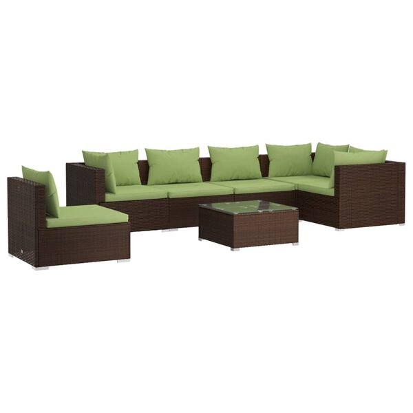 vidaXL Garden Lounge Set Brown PE Rattan Large Modular