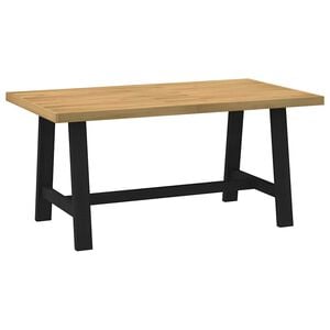 vidaXL Dining Table Natural, Black Solid Pine Wood Large Durable