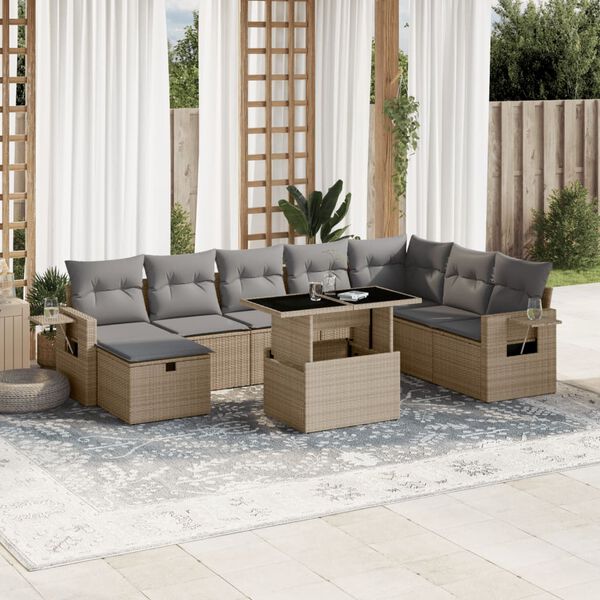 vidaXL Garden Sofa Set Beige PE rattan Large Modular Garden Sofa Set