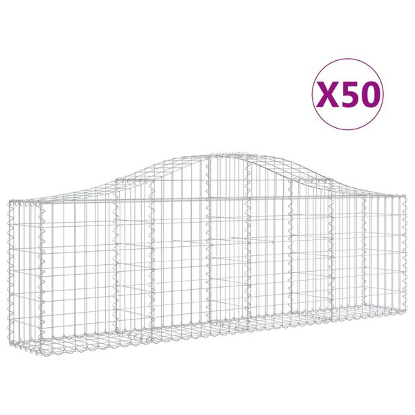 vidaXL Arched Gabion Baskets 50 pcs 78.7"x11.8"x23.6"/31.5" Galvanized Iron