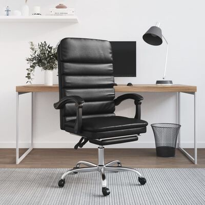 vidaXL Massage Reclining Office Chair Black Faux Leather