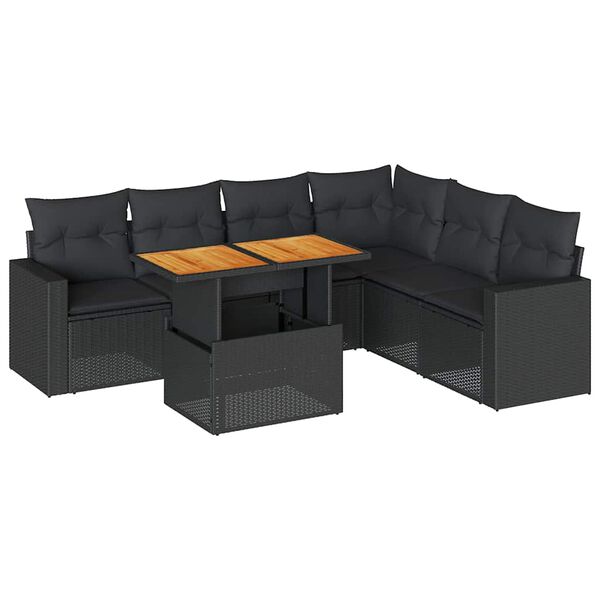 vidaXL Garden Sofa Set Black