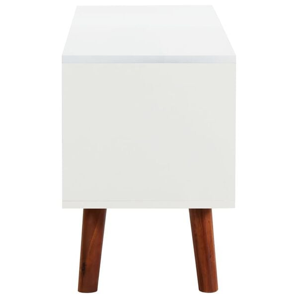 vidaXL TV Cabinet White Acacia wood Compact TV Cabinet Rectangular