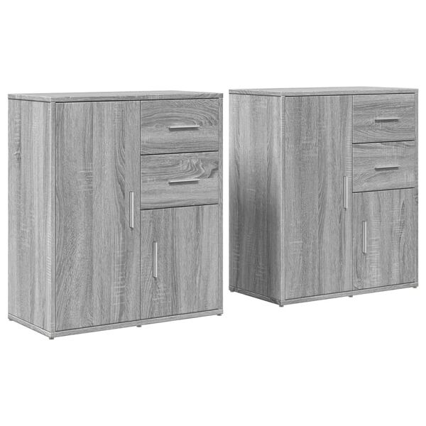 vidaXL Sideboards 2 pcs Gray Sonoma 23.6"x12.2"x27.6" Engineered Wood