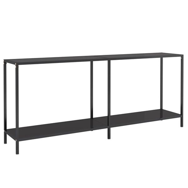 vidaXL Console Table Black Tempered Glass, Powder-Coated Steel Large