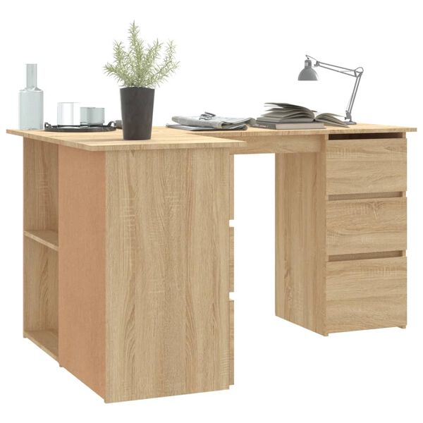 vidaXL Corner Desk Sonoma Oak Engineered Wood Large Corner Desk