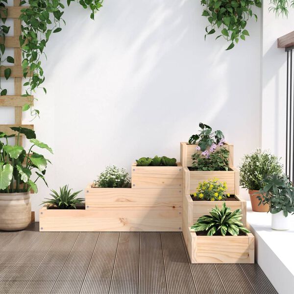 vidaXL Patio Planter 4-Tier 31.7x31.1x14.2" Solid Wood Pine