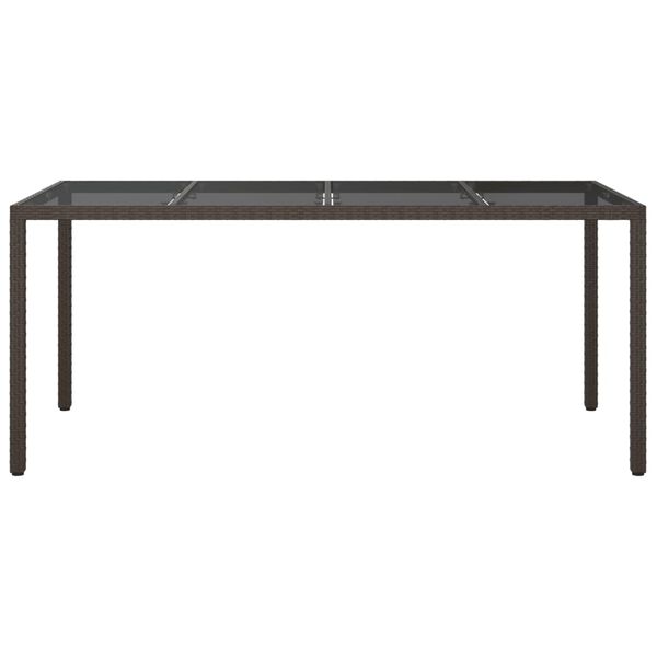 vidaXL Garden Table Brown Poly rattan, tempered glass, powder-coated steel