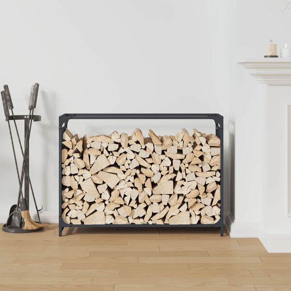 vidaXL Firewood Rack Anthracite 35.4x11.0x25.6" Cold-rolled steel