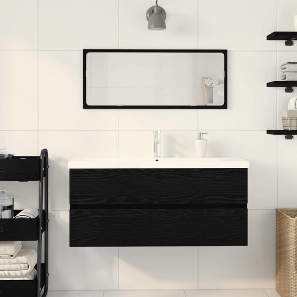 vidaXL Sink Cabinet Black oak 90 x 39 x 62 cm Engineered wood
