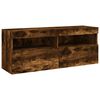 vidaXL 7 Piece TV Wall Stand Set with LED Lights Smoked Oak