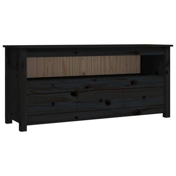 vidaXL TV Cabinet Black Solid pine wood, metal