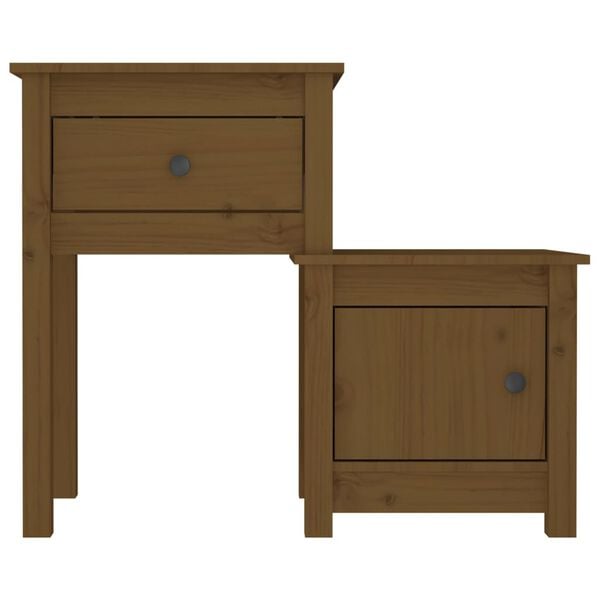 vidaXL Bedside Cabinet Honey brown Solid Pine Wood Medium