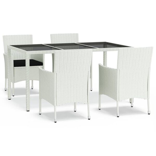 vidaXL Patio Dining Set Set of 4 White, Black