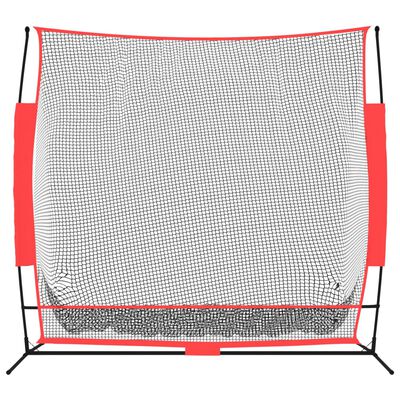 vidaXL Portable Baseball Net Black and Red 84.6"x42.1"x85" Polyester