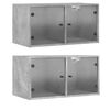 vidaXL Wall Cabinet Set of 2 Concrete grey Engineered wood, glass Medium