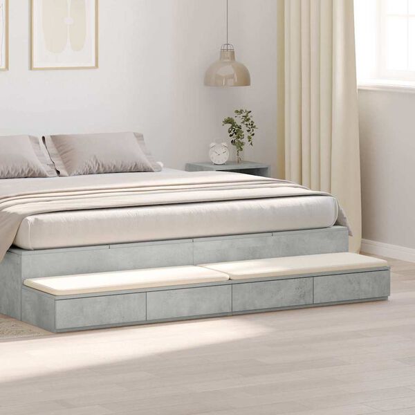 vidaXL Bed Drawers with Drawer Concrete Grey 78.74 x 14.37 x 6.50 in